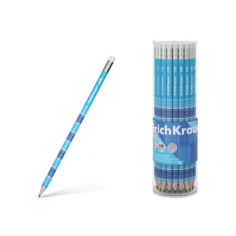 ErichKrause 2x2 Lapiz de Grafito HB con Goma de Borrar 