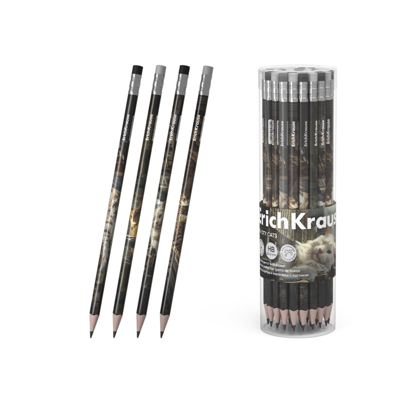 ErichKrause Big City Cats Lapiz de Grafito con Goma de