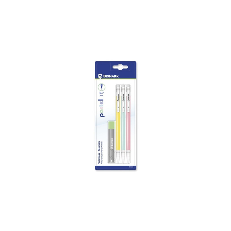 Bismark Pack con 3 Portaminas 0.7mm HB + 1 Cajita de Minas