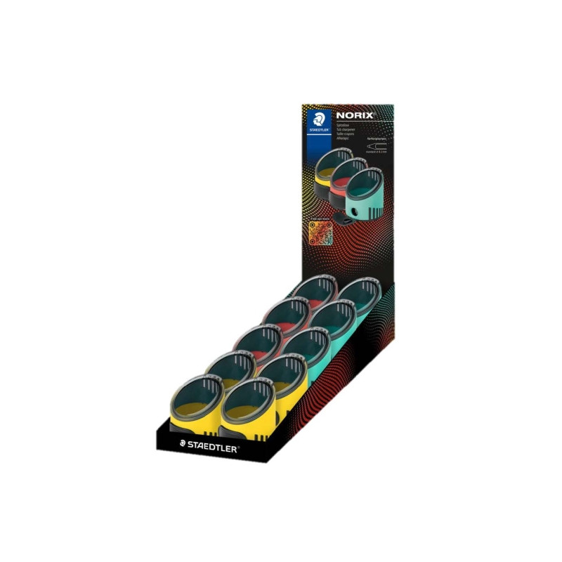 Staedtler Norix Expositor de 10 Sacapuntas con Deposito 