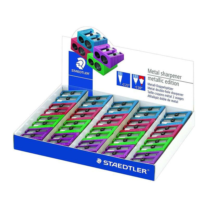 Staedtler Expositor de 20 Sacapuntas Metalicos con Cuchilla