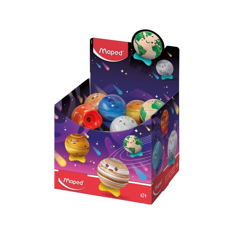 Maped Planetas Expositor con 24 Sacapuntas Metalico 1