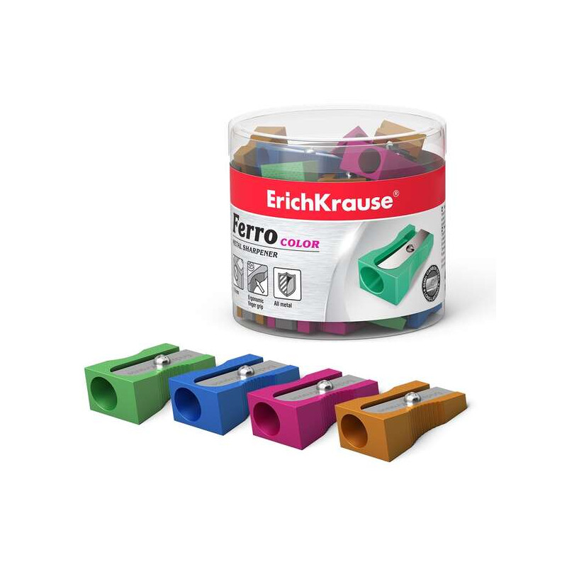 ErichKrause Ferro Color Sacapuntas de Aluminio con Agarre