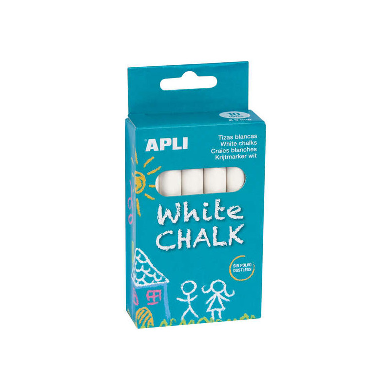 Apli Pack de 10 Tizas Blancas Redondas