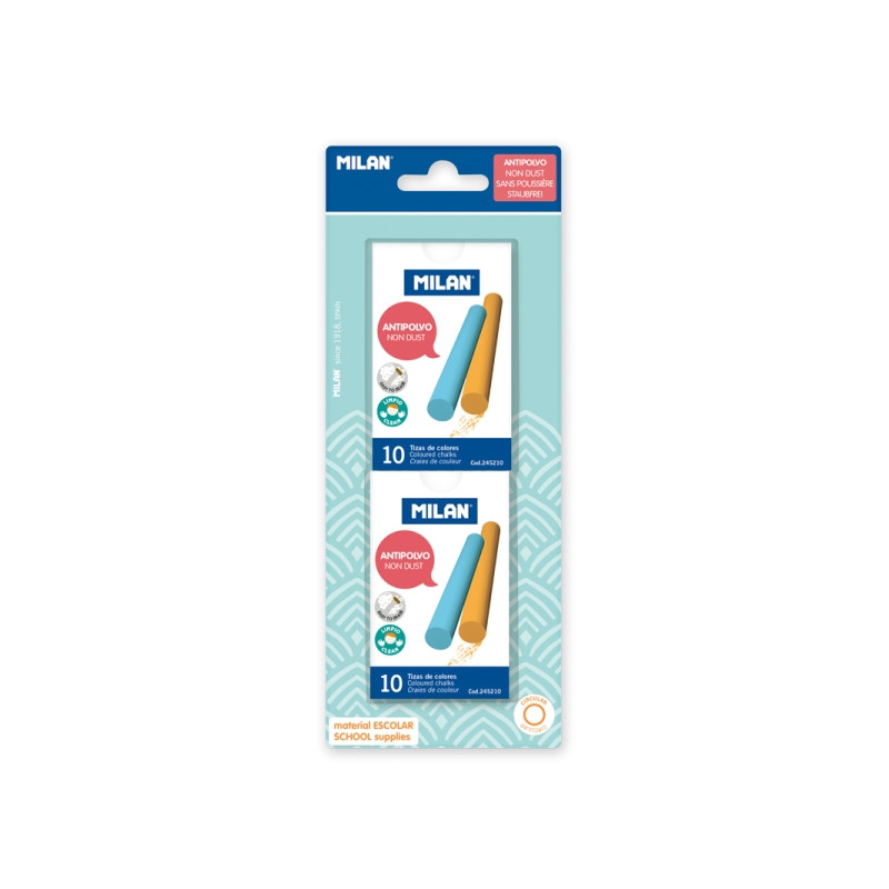 Milan Pack de 2 Cajas con 10 Tizas de Colores