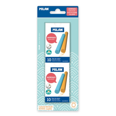 Milan Pack de 2 Cajas con 10 Tizas de Colores
