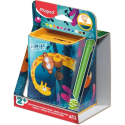 Maped Color`Peps Infinity Jumbo Jungle Caja Metalica con 12 Lapices de Colores de Larga Duracion