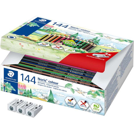 Staedtler Noris Colour 185 Pack de 144 Lapices Hexagonales de Colores
