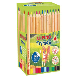 Alpino Trimax Economy Pack de 120 Lapices de Colores Triangulares Gruesos + 2 Sacapuntas