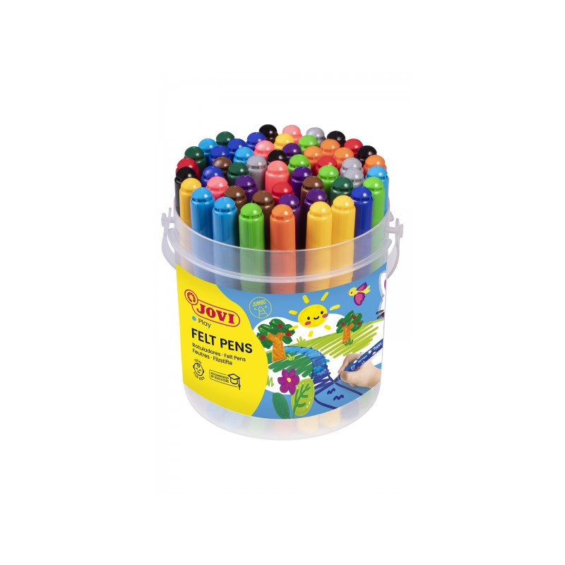 Jovi Felt Pens Bote de 48 Rotuladores Jumbo Surtido Punta de 3mm - Tinta de Gran Fijacion