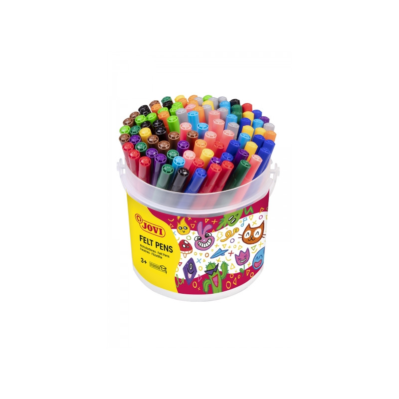 Jovi Felt Pens Bote de 96 Rotuladores Surtido Amplia Variedad de Tonos - Tinta de Gran Fijacion