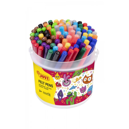 Jovi Felt Pens Bote de 96 Rotuladores Surtido Amplia Variedad de Tonos - Tinta de Gran Fijacion