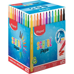 Maped Color`Peps Longlife School Pack de 72 Rotuladores con Punta Media Bloqueada 3.7mm Surtido