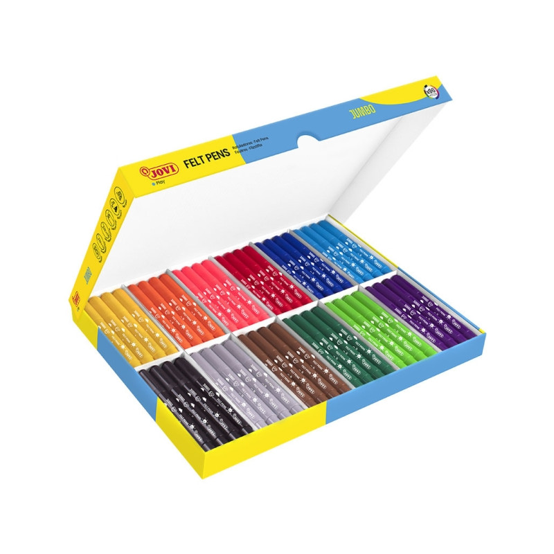 Jovi Felt Pens Pack Escolar 96 Rotuladores Jumbo Surtido Punta Resistente - Capuchon Ventilado