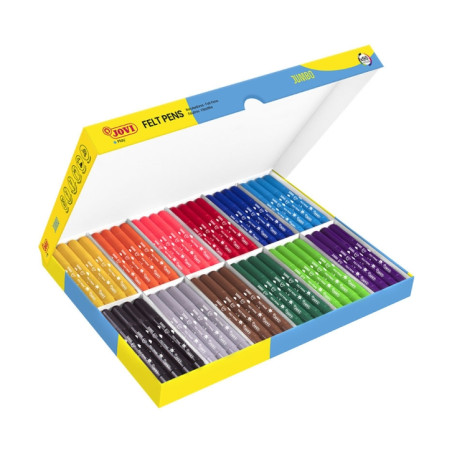 Jovi Felt Pens Pack Escolar 96 Rotuladores Jumbo Surtido Punta Resistente - Capuchon Ventilado