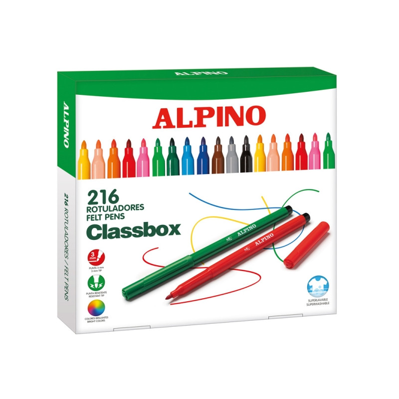 Alpino Pack Economy con 216 Rotuladores de Colores