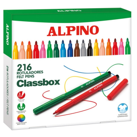 Alpino Pack Economy con 216 Rotuladores de Colores