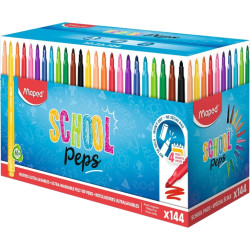 Maped Color`Peps Longlife School Pack de 144 Rotuladores con Punta Media Bloqueada 3.7mm Surtido