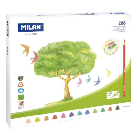 Milan Pack de 288 Lapices Triangulares de Colores