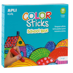 Apli Color Sticks Pack con 96 Temperas Solidas de 10g