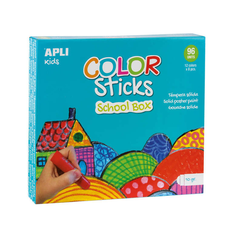 Apli Color Sticks Pack con 96 Temperas Solidas de 10g