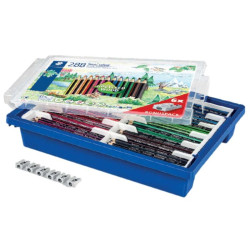 Staedtler Noris Colour 185 Contenedor de Plastico Rigido con 288 Lapices Hexagonales de Colores + 6 Sacapuntas de Regalo