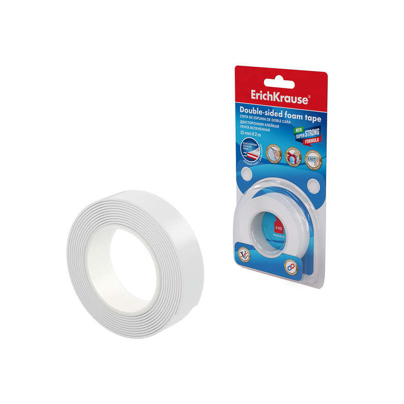 ErichKrause Cinta Adhesiva de Espuma Doble Cara 15mmx1mmx2m