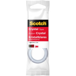 Scotch Crystal Pack de 2 Cintas Adhesivas Invisible 19mm x 10m