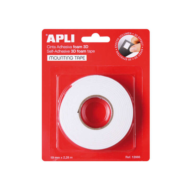 Apli Cinta Adhesiva Doble Cara Foam 3D 19mm x 2.28m