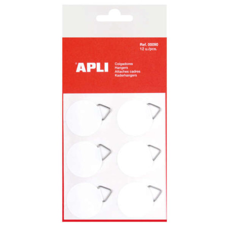 Apli Pack de 12 Colgadores Autoadhesivos Redondos Ø 30mm (10u.)