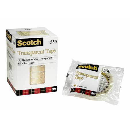 Scotch 550 Pack de 10 Cintas Adhesivas 15mm x 66m