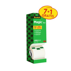 Scotch Magic Pack Ahorro de 8 Rollos de Cinta Adhesiva Invisible 19mm x 33m