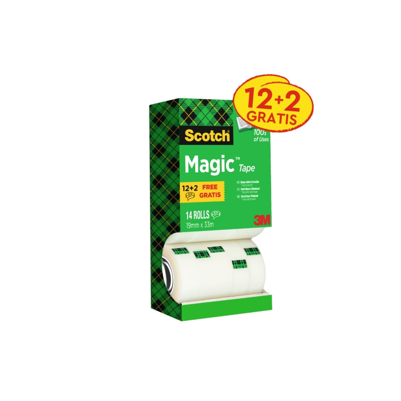 Scotch Magic Pack Ahorro de 14 Cintas Adhesivas Invisibles 19mm x 33m