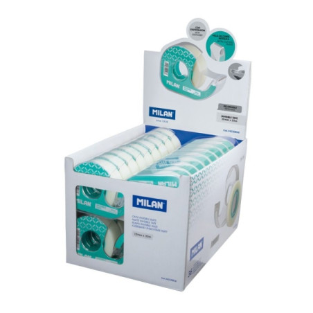 Milan Expositor de 36 Cintas Adhesivas Invisibles con Dispensador