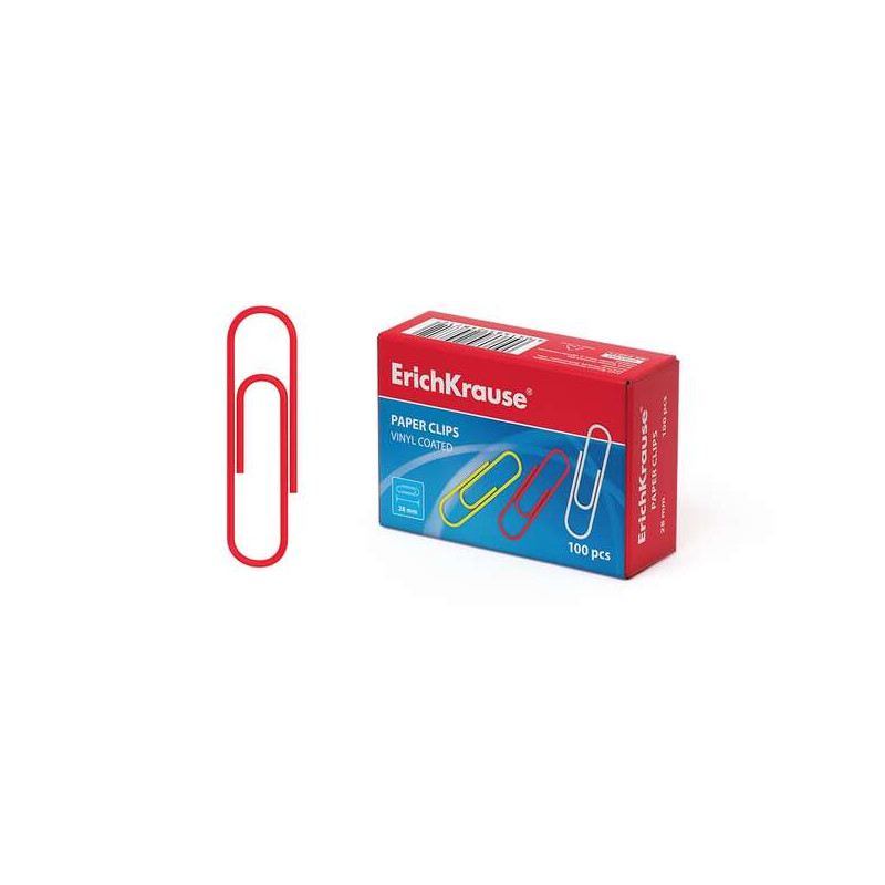 ErichKrause Caja de 100 Clips de Colores con Recubrimiento de Vinilo