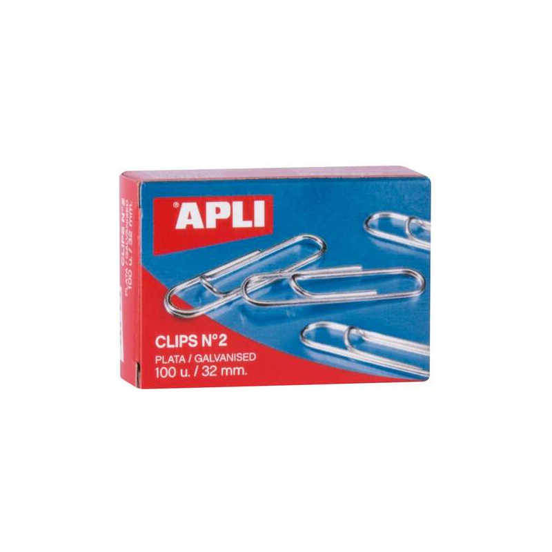 Apli Pack de 100 Clips Galvanizados nº2 32 mm