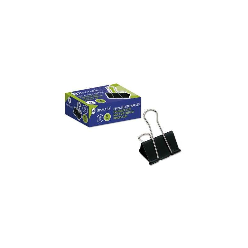 Bismark Pack de 12 Pinzas Sujetapapeles Metalicas de 19mm