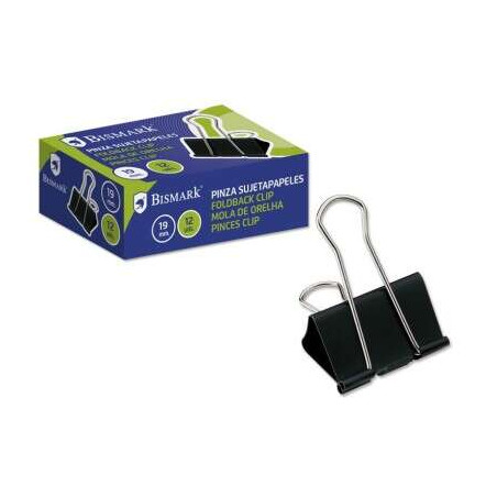 Bismark Pack de 12 Pinzas Sujetapapeles Metalicas de 19mm