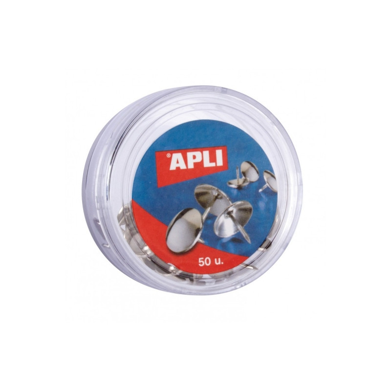 Apli Caja de 50 Chinchetas Niqueladas