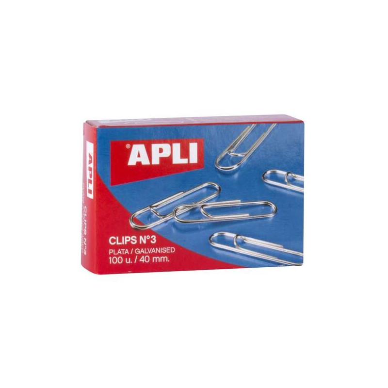 Apli Pack de 100 Clips Galvanizados nº3 40 mm