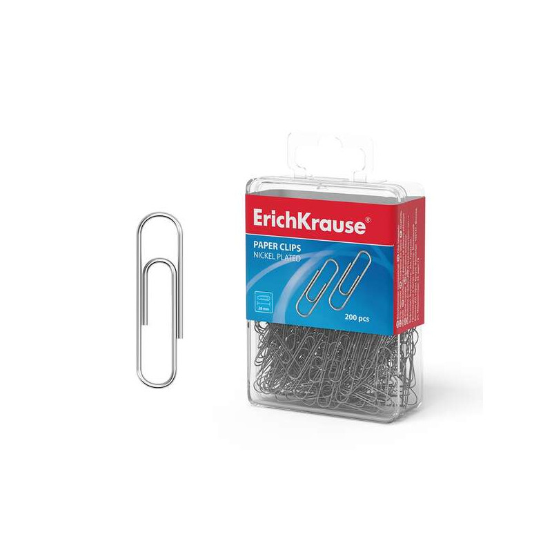 ErichKrause Caja de 200 Clips Metalicos Niquelados 28mm