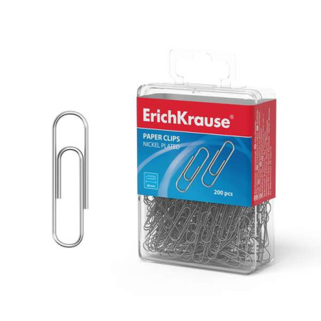 ErichKrause Caja de 200 Clips Metalicos Niquelados 28mm