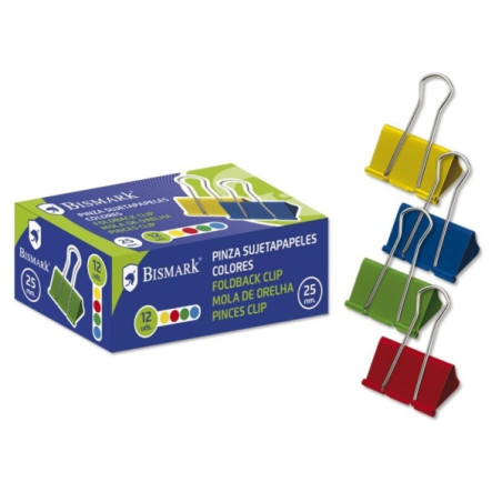 Bismark Pack de 12 Pinzas Sujetapapeles Metalicas de 25mm