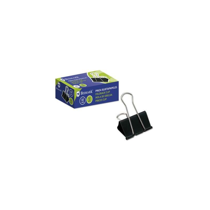 Bismark Pack de 12 Pinzas Sujetapapeles Metalica de 32mm