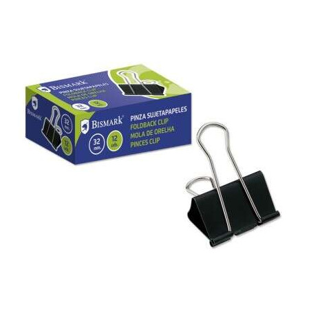 Bismark Pack de 12 Pinzas Sujetapapeles Metalica de 32mm