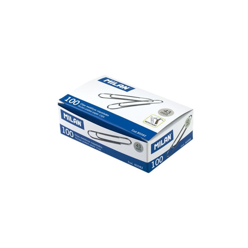 Milan Caja de 100 Clips Niquelados 43mm