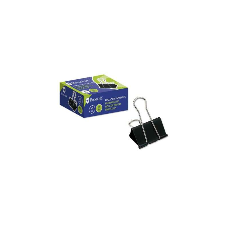 Bismark Pack de 12 Pinzas Sujetapapeles Metalicas de 41mm