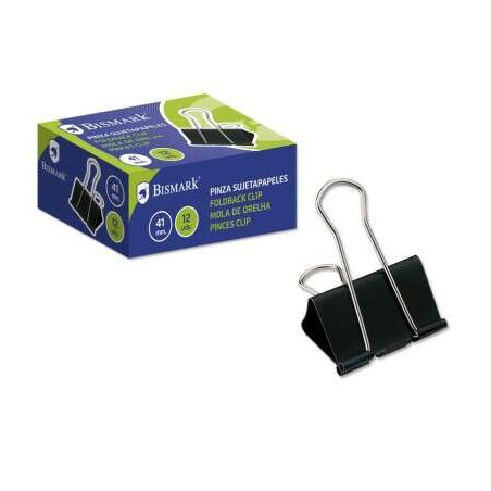 Bismark Pack de 12 Pinzas Sujetapapeles Metalicas de 41mm