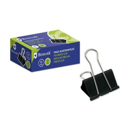 Bismark Pack de 12 Pinzas Sujetapapeles Metalicas de 51mm