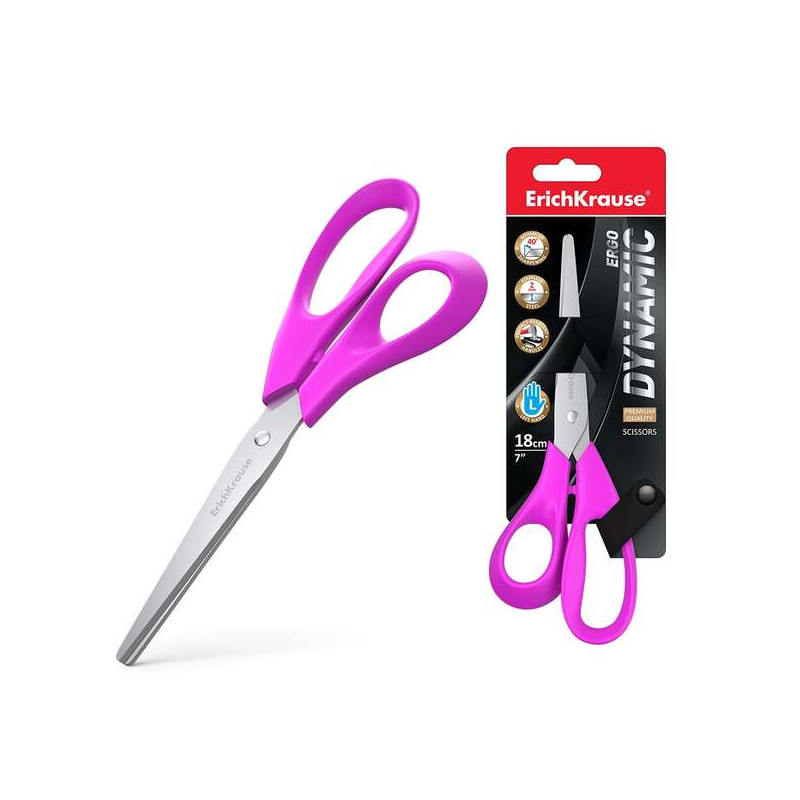 ErichKrause Dynamic Tijeras de Acero Inoxidable para Zurdos de 18cm
